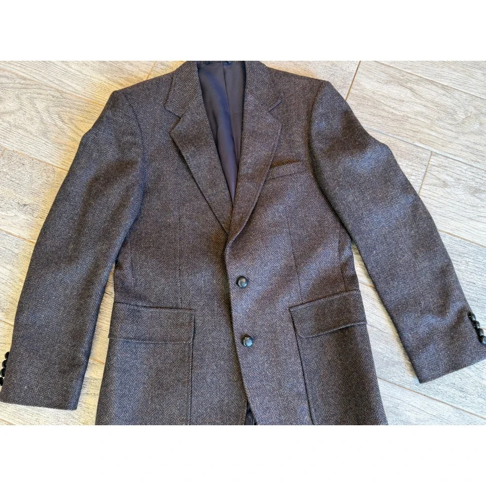 Imperial by Haggar Blazer 38 Brown Herringbone Pure Wool Sport Coat Mens NWOT
